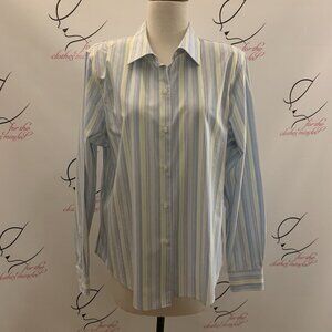 Worthington. Size 14. Cotton Button Up Stripe Shirt. Long Sleeve. B50
